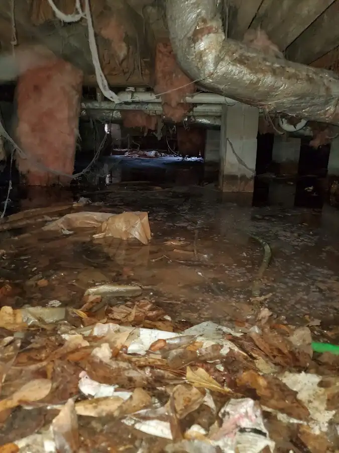Crawl space flood assessment for Commercial Water Damage Restoration in Fussels Corner