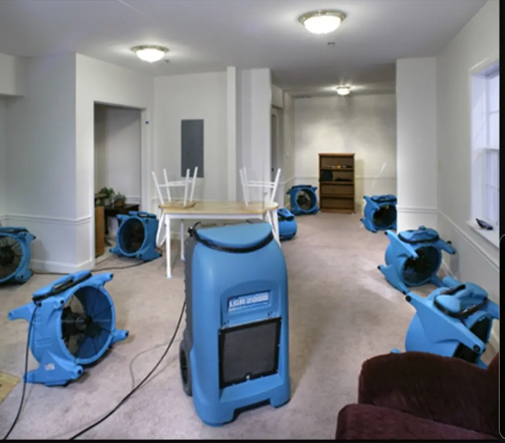 Air movers and dehumidifier setup for Water Extraction & Removal in Fussels Corner
